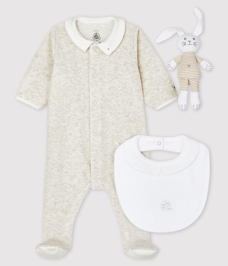 Coffret cadeau naissance b&eacute;b&eacute; en velours multicouleur