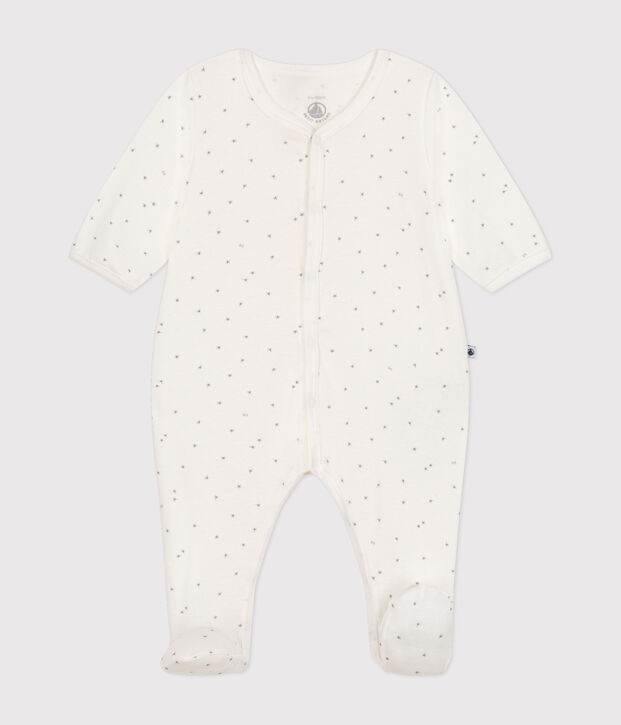 Pyjama en coton b&eacute;b&eacute; blanc/gris