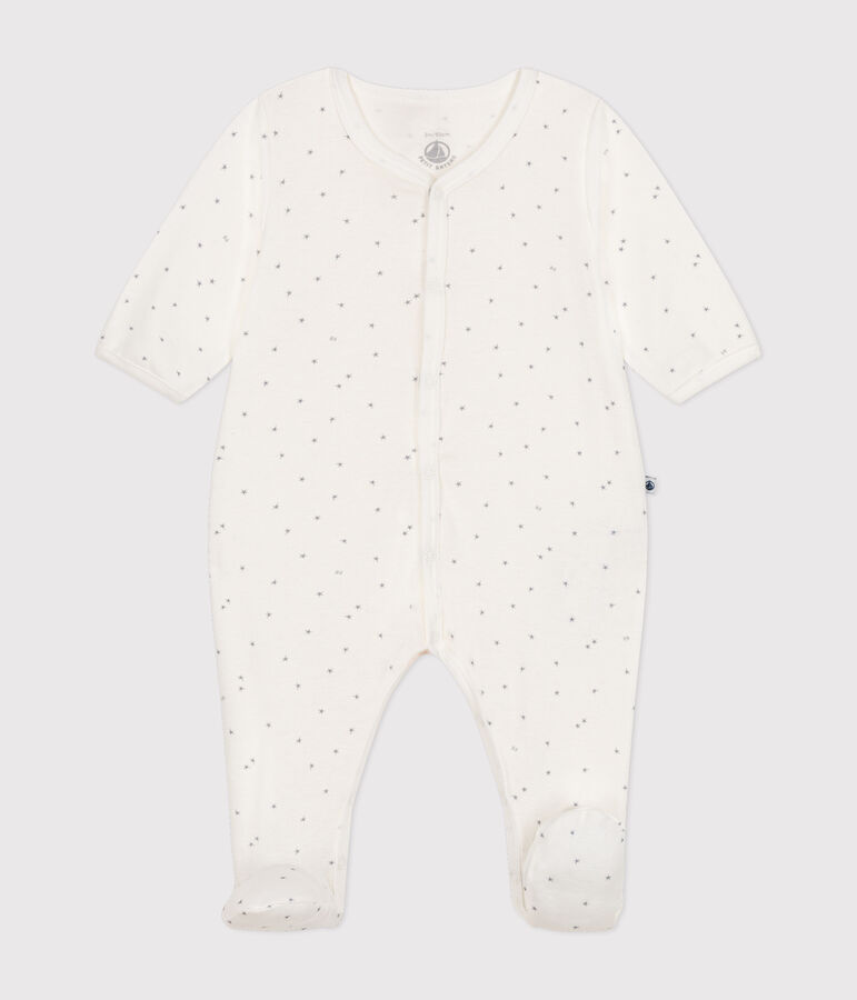 Pyjama en coton b&eacute;b&eacute; blanc/gris