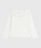 Tee-shirt enfant manches longues en coton uni blanc MARSHMALLOW