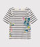 Tee-shirt enfant fille beige COQUILLE/bleu ABYSSE
