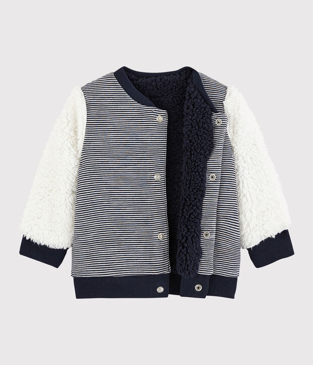 Cardigan r&eacute;versible b&eacute;b&eacute; gar&ccedil;on bleu/blanc