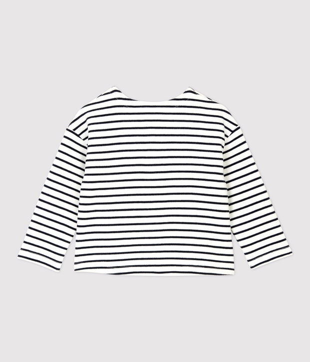 Cardigan en molleton b&eacute;b&eacute;. blanc/bleu