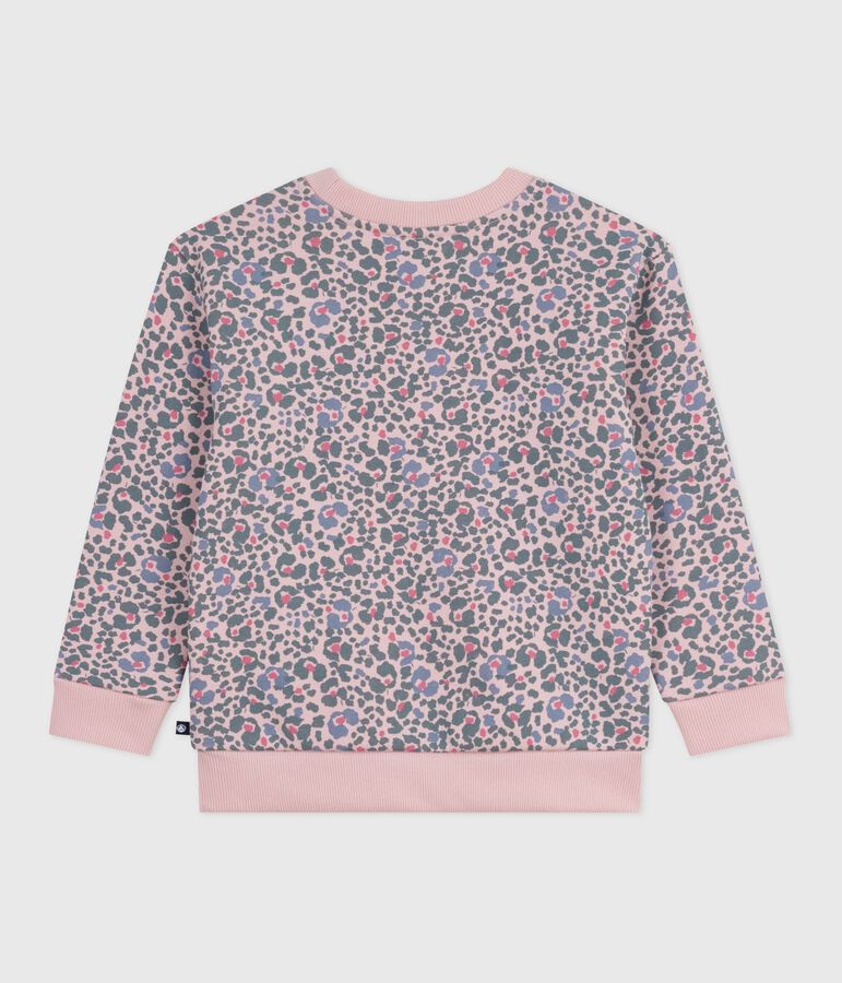 Sweatshirt enfant en coton imprim&eacute; rose JOLI/blanc MULTICO