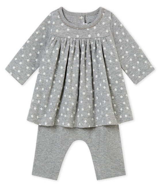 Robe legging bébé fille gris SUBWAY/blanc MULTICO