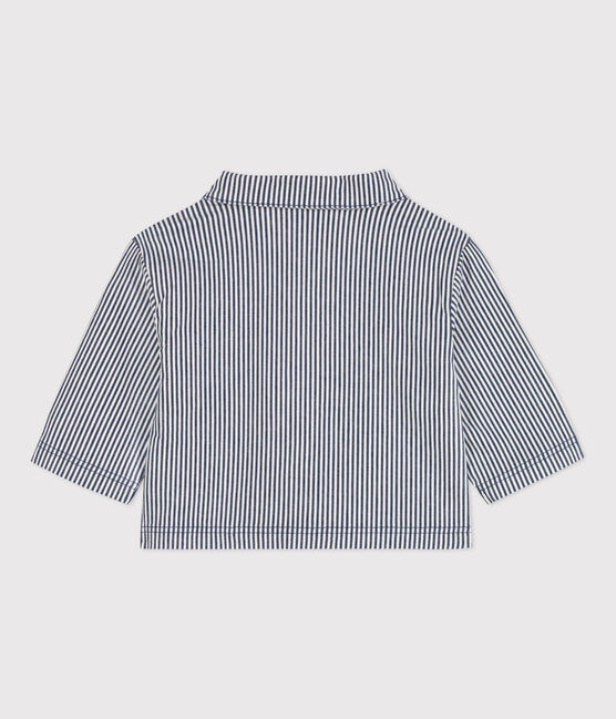 Veste courte bébé en toile rayée bleu MEDIEVAL/blanc MARSHMALLOW