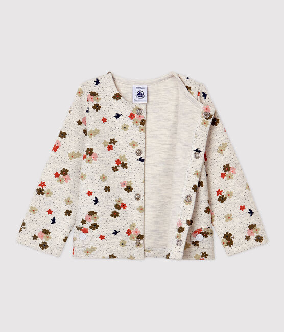 Cardigan en coton bébé. beige MONTELIMAR/blanc MULTICO
