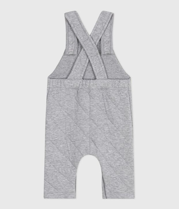 Salopette b&eacute;b&eacute; en coton &eacute;pais jambes longues, unie gris chin&eacute;