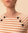 Marinière boutonnée en coton Femme rose AVALANCHE/blanc SIENNA