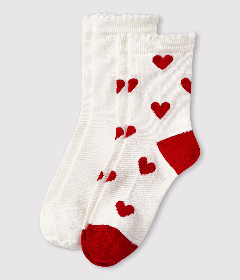 2 paires de chaussettes enfant en coton imprim&eacute; c&oelig;ur multicouleur