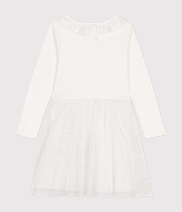 Robe en c&ocirc;te et tulle enfant fille blanc