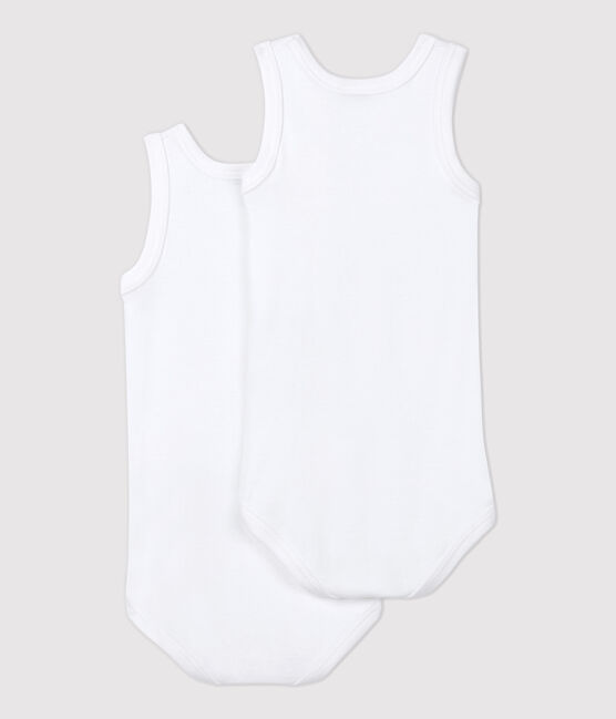 Lot de 2 bodies blancs sans manches bébé variante 1