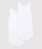 Lot de 2 bodies blancs sans manches bébé variante 1