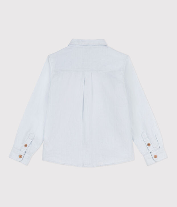 Chemise &agrave; manches longues en lin enfant gar&ccedil;on bleu
