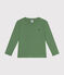Tee-shirt manches longues en côte enfant fille / garçon vert PALMERAIE