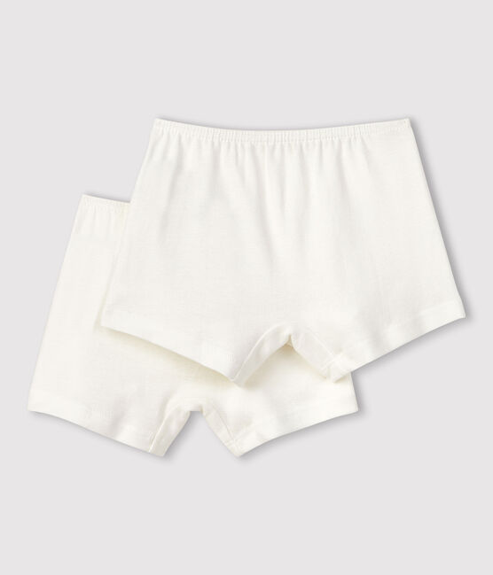 Lot de 2 shorties blancs petite fille en coton biologique variante 1