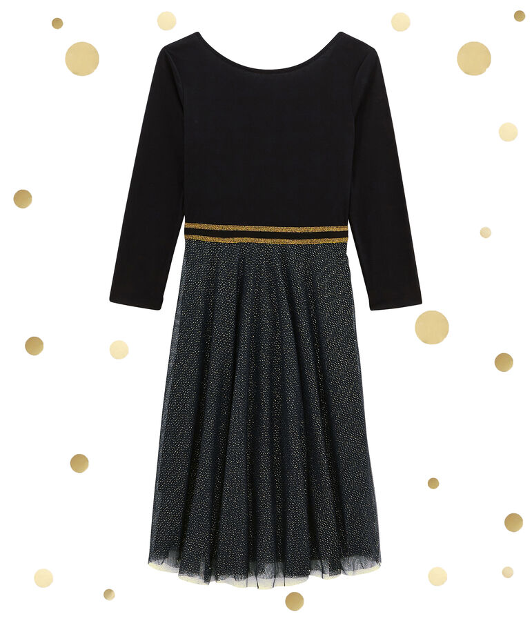 Robe femme bi-mati&egrave;re noir NOIR/jaune DORE