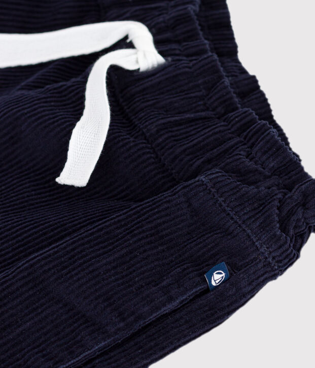 Short enfant en velours uni bleu marine