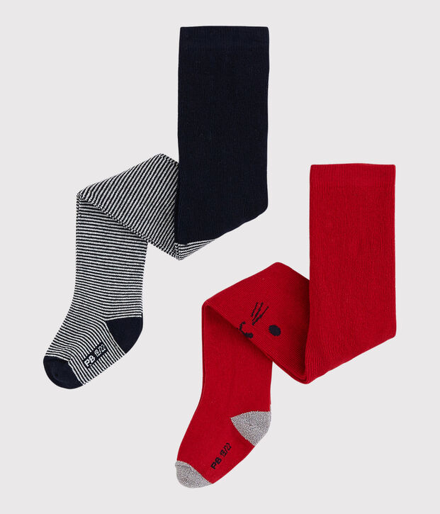 Lot de 2 paires de collants b&eacute;b&eacute; multicouleur