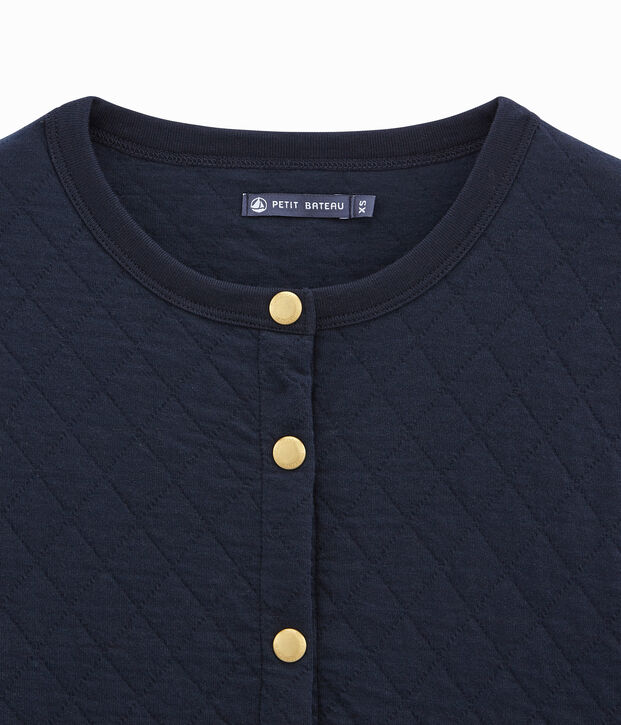 Cardigan femme matelass&eacute; bleu marine