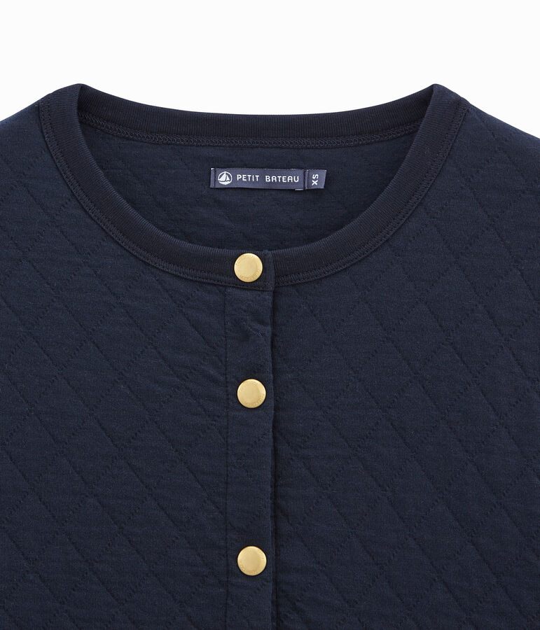 Cardigan femme matelass&eacute; bleu