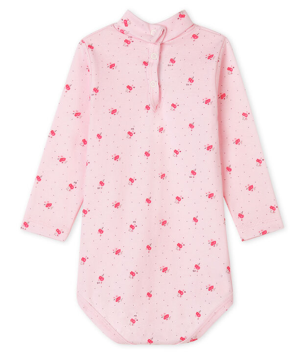 Body manches longues col roul&eacute; b&eacute;b&eacute; mixte rose/rose