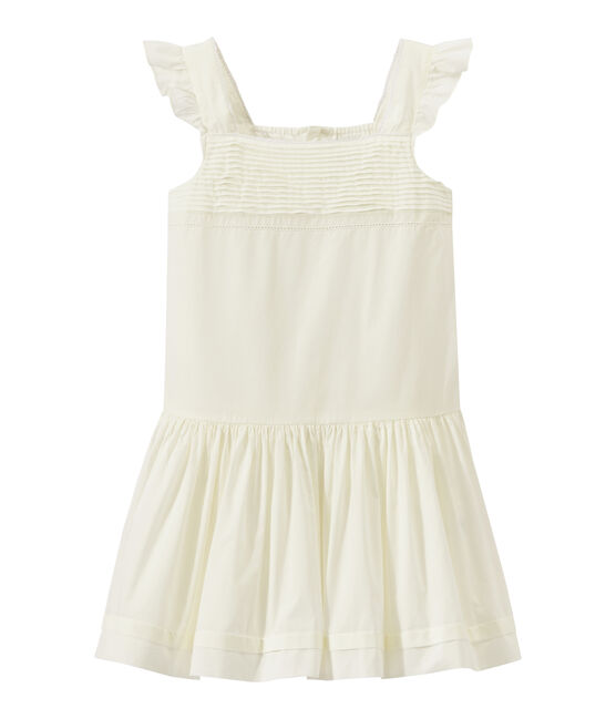 Robe de cérémonie fille dentelle et coton blanc MARSHMALLOW