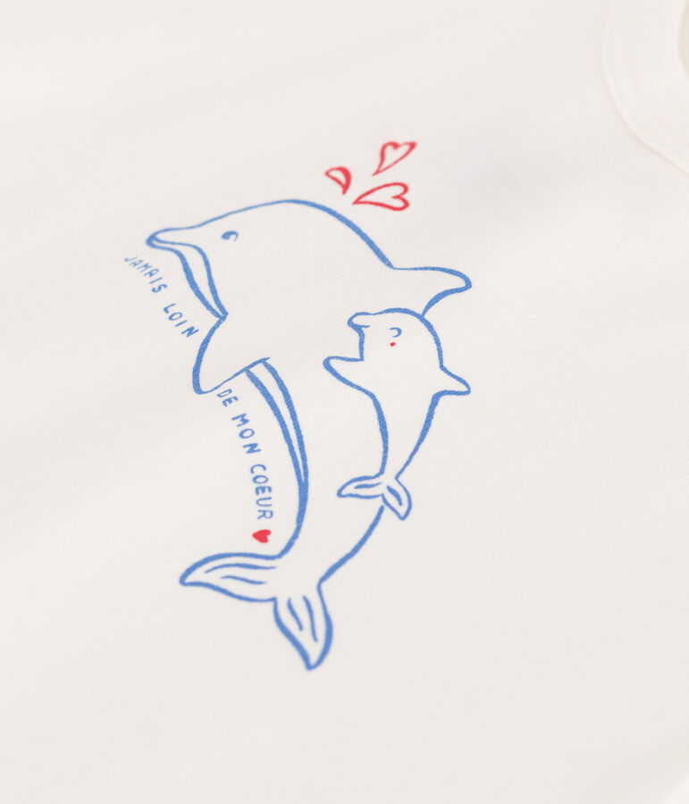 T-shirt b&eacute;b&eacute; en coton &agrave; manches courtes uni blanc MARSHMALLOW