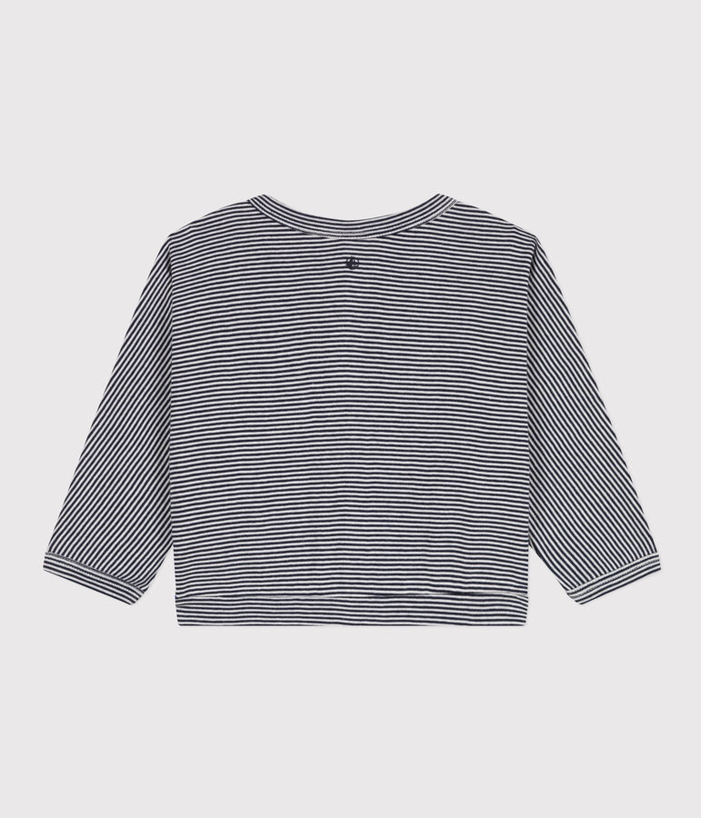 Cardigan b&eacute;b&eacute; en coton bleu/blanc