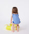 Maillot de bain bébé une pièce à volants, imprimé rayé bleu SURF/blanc MARSHMALLOW