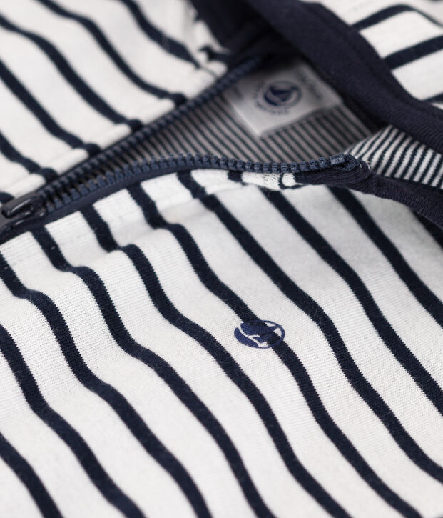 Sweatshirt &agrave; capuche en jersey &eacute;pais b&eacute;b&eacute; blanc/bleu