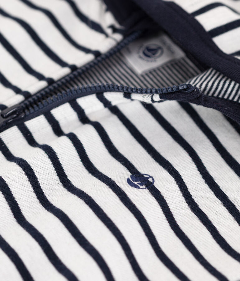 Sweatshirt &agrave; capuche en jersey &eacute;pais b&eacute;b&eacute; blanc MARSHMALLOW/bleu SMOKING