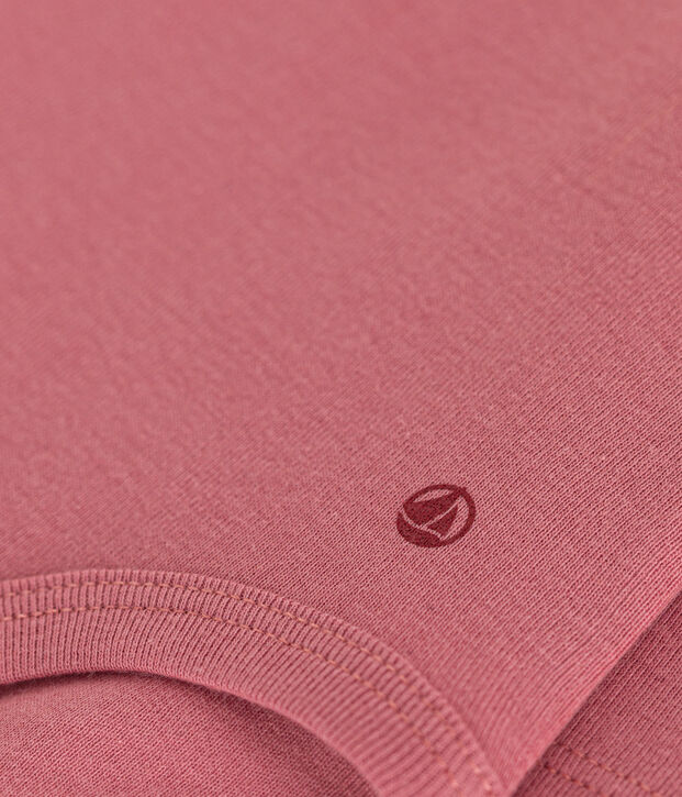 Body manches longues col roul&eacute; en coton b&eacute;b&eacute; rose
