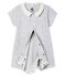 Bodyjama court bébé en côte gris POUSSIERE/blanc MARSHMALLOW