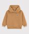 Sweatshirt enfant en sherpa beige fonc&eacute;