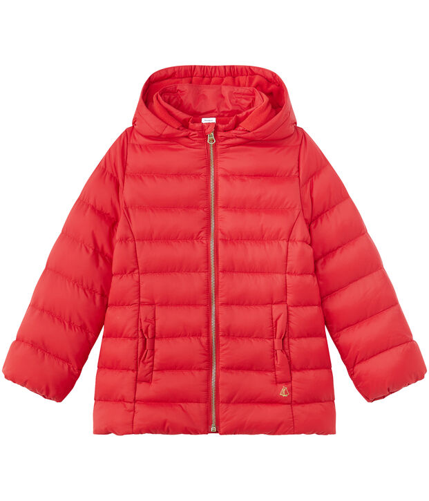 Doudoune fille &agrave; capuche rouge