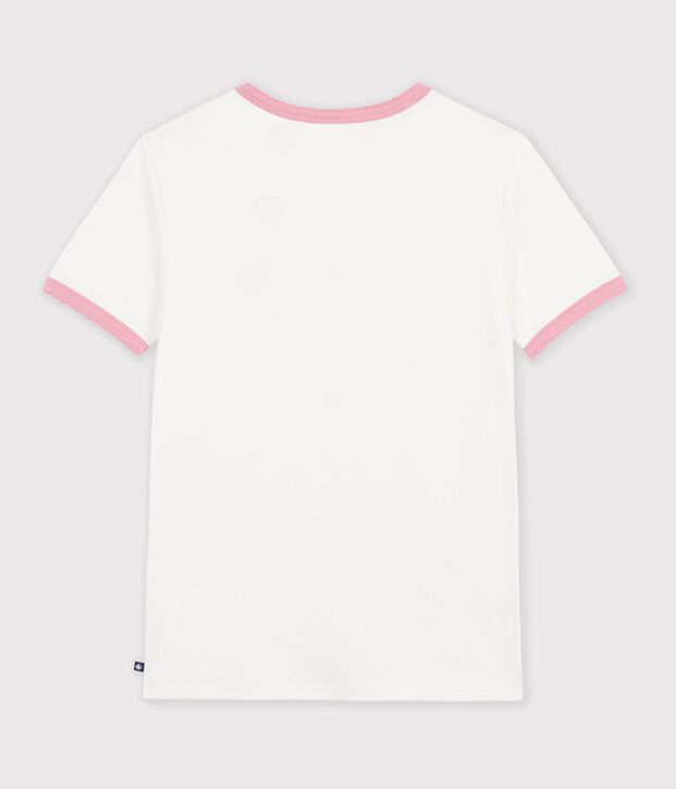 Tee-shirt femme en coton manches courtes uni blanc