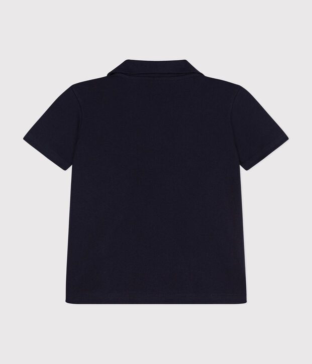 Polo manches courtes en coton enfant gar&ccedil;on bleu marine
