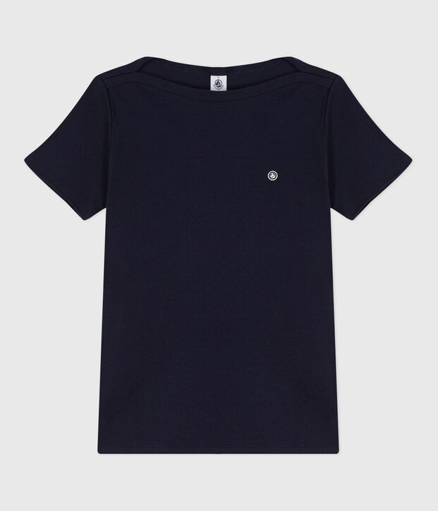 Tee-shirt Femme Iconique col amiral en coton bleu marine