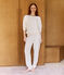 Pyjama femme en coton éponge uni écru MILK
