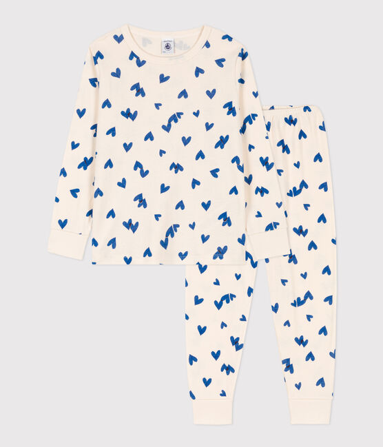 Coffret cadeau pyjama et culottes imprimé cœurs bleus en coton variante 1