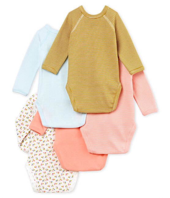 Lot de 5 bodies naissance bébé fille variante 1