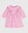 Robe bébé en coton manches longues rayée rose BOUDOIR/ MILK