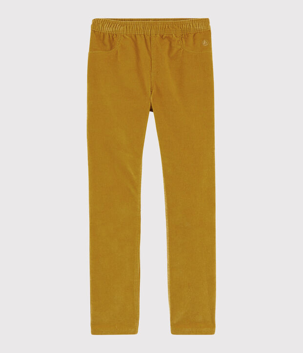 Pantalon velours enfant fille jaune