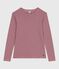 Tee-shirt femme l'iconique en coton manches longues rouge AMARANTE/ MARSHMALLOW