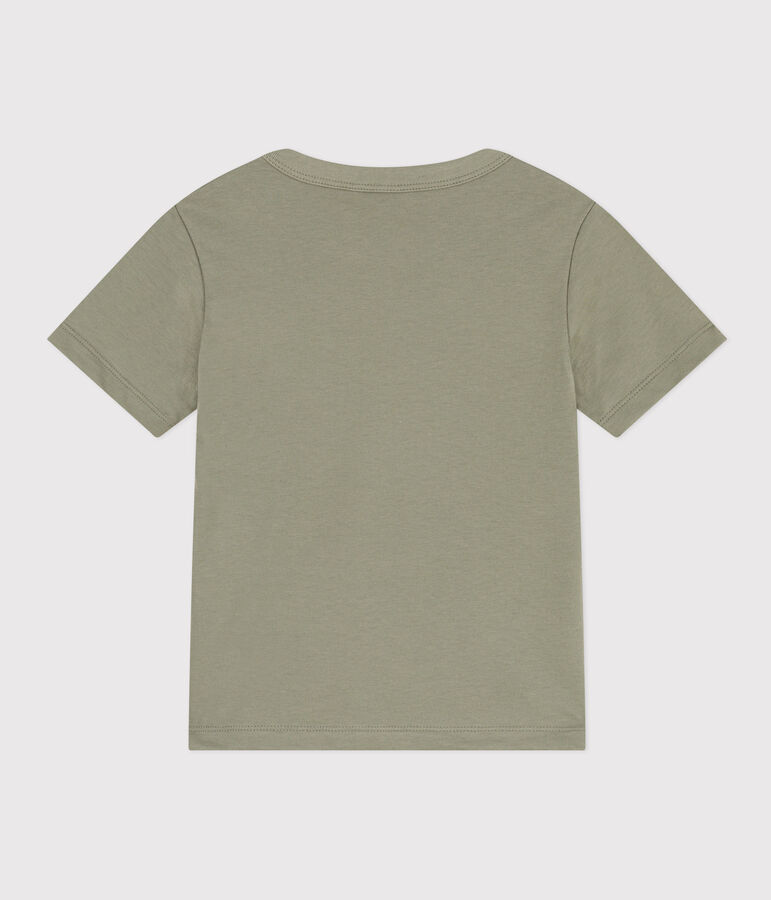 Tee-shirt manches courtes en coton enfant gar&ccedil;on vert/&eacute;cru