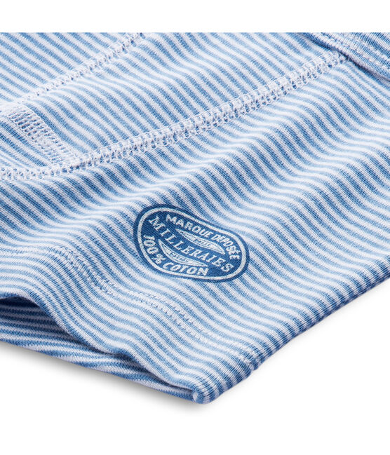 Boxer garçon rayé milleraies bleu ALASKA/blanc ECUME