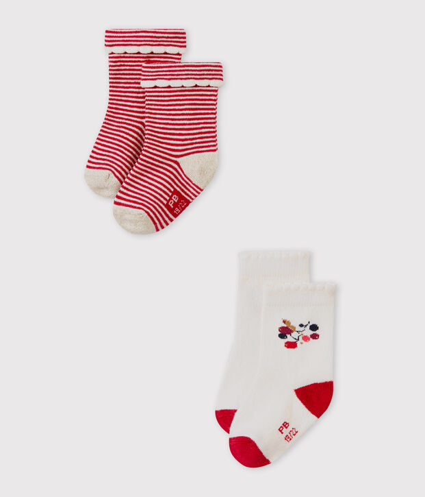 Lot de deux paires de chaussette b&eacute;b&eacute; filles multicouleur