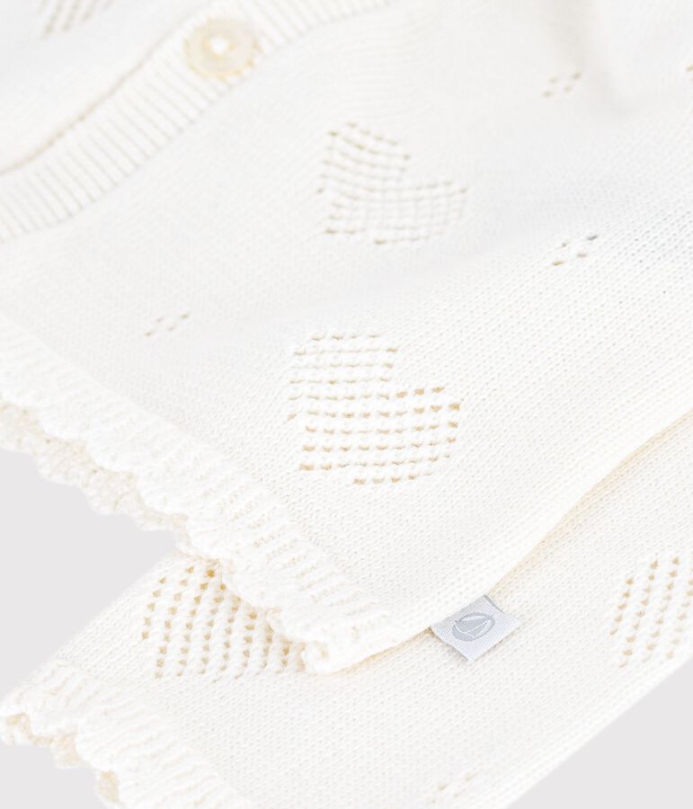 Cardigan b&eacute;b&eacute; en coton &agrave; motifs c&oelig;urs blanc MARSHMALLOW