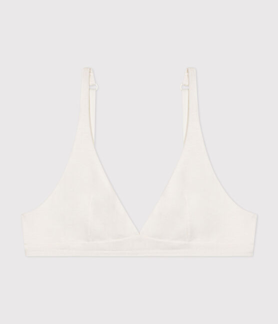 Soutien-gorge en coton et élasthanne femme blanc MARSHMALLOW